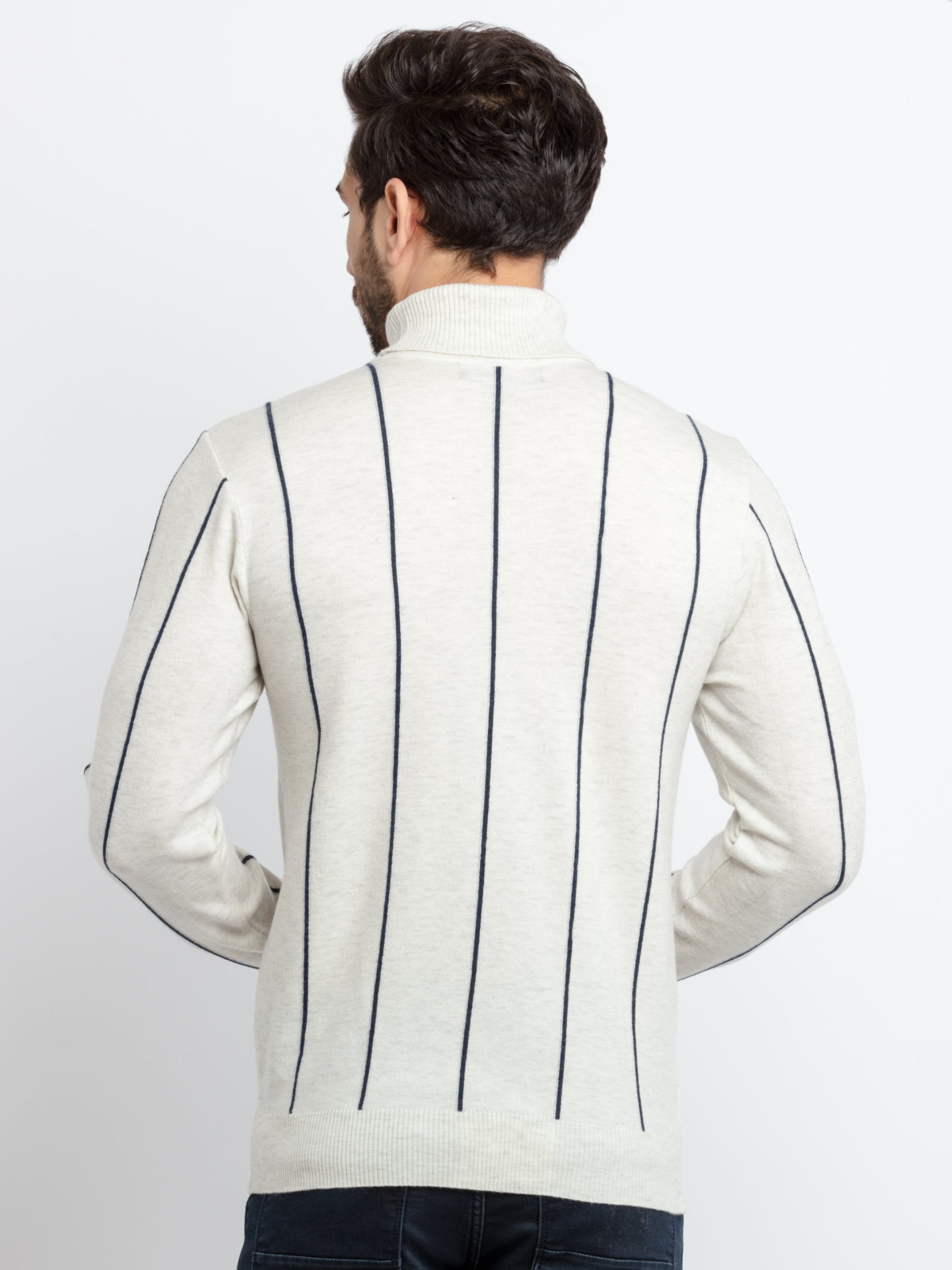 Status Quo Mens Striped High Neck Sweater