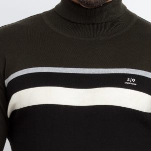 Mens Striped Turtle Neck Sweater