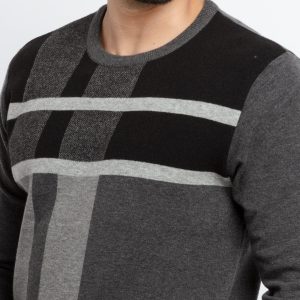 Status Quo Men'S Colour Blocking Round Neck Sweater
