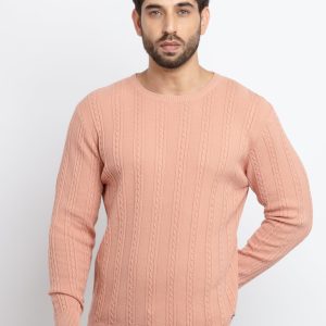 Mens Cable Knit Round Neck Sweater