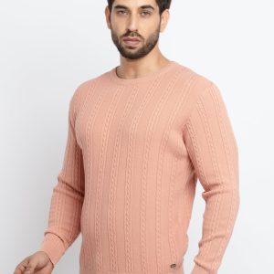 Mens Cable Knit Round Neck Sweater