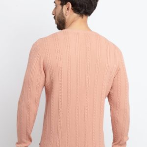 Mens Cable Knit Round Neck Sweater
