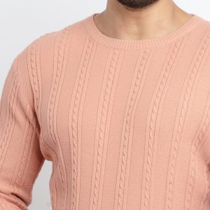 Mens Cable Knit Round Neck Sweater