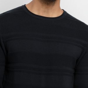 Mens Structure Knit Round Neck Sweater