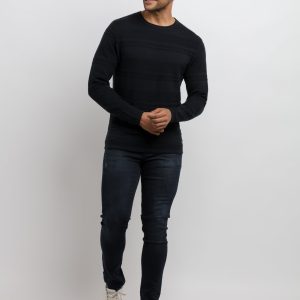 Mens Structure Knit Round Neck Sweater