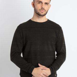 Mens Structure Knit Round Neck Sweater