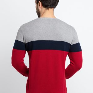 Status Quo Men'S Colour Blocking Round Neck Sweater