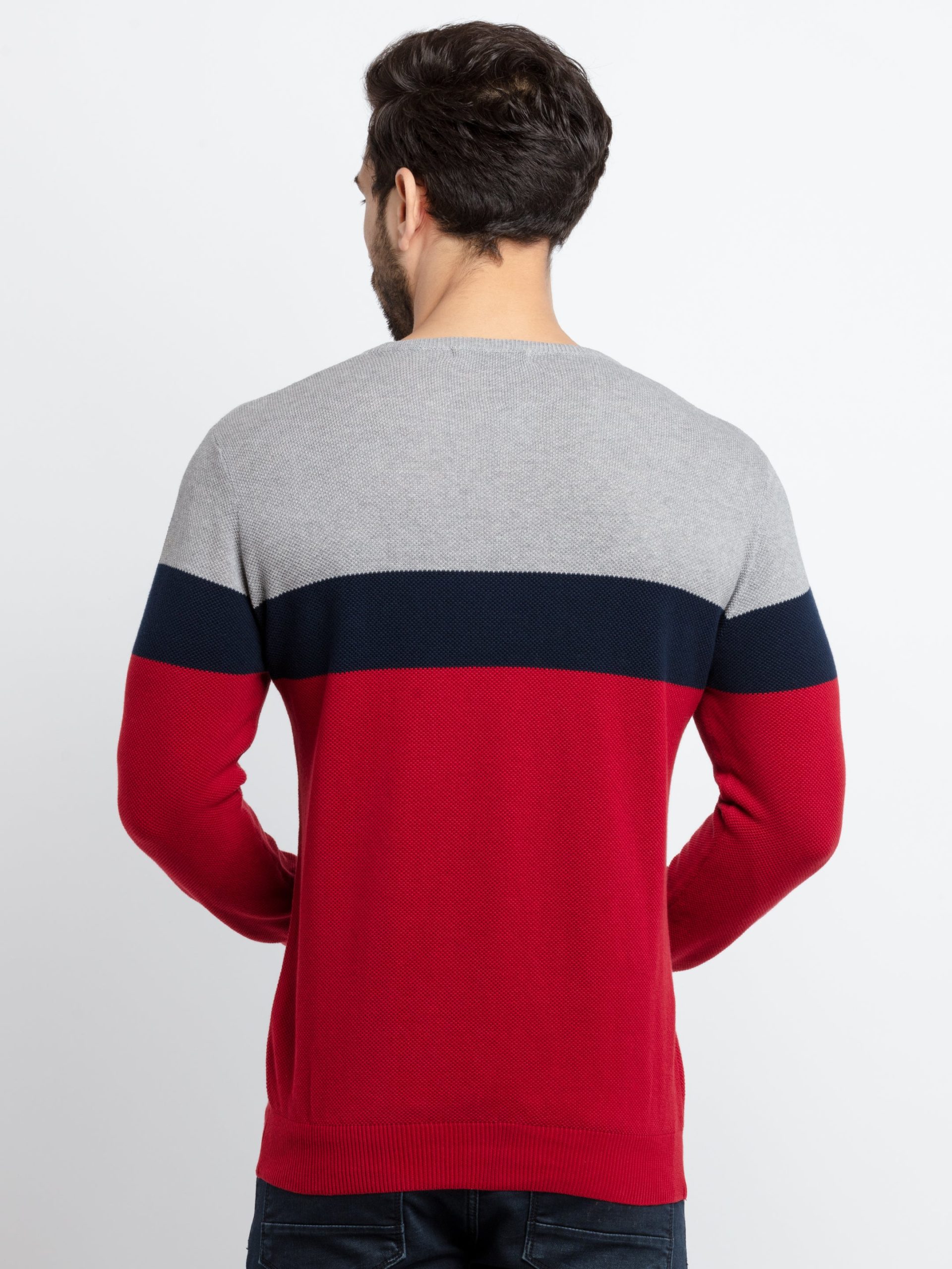 Status Quo Men'S Colour Blocking Round Neck Sweater