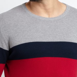 Status Quo Men'S Colour Blocking Round Neck Sweater
