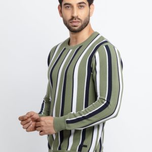 Mens Striped High Neck Sweater