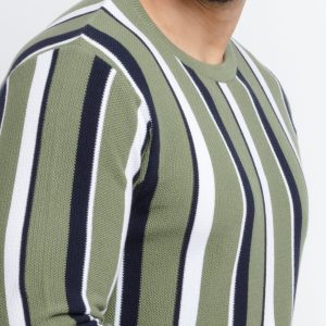 Mens Striped High Neck Sweater