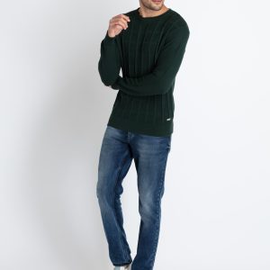 Mens Textured Round Neck Sweater