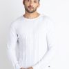 Mens Textured Round Neck Sweater