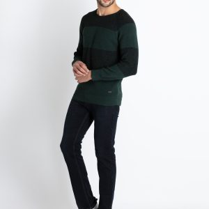 Mens Colorblocked Round Neck Sweater