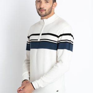 Status Quo Men'S Striped Round Neck Sweater