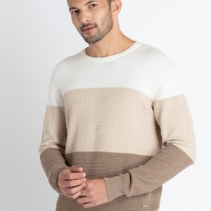 Mens Colorblocked Round Neck Sweater