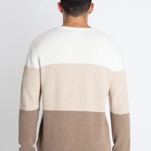 Mens Colorblocked Round Neck Sweater