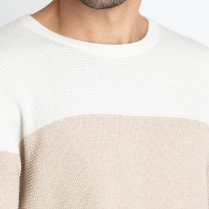 Mens Colorblocked Round Neck Sweater