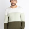 Mens Colorblocked Round Neck Sweater