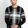 Mens Checkered Round Neck Sweater