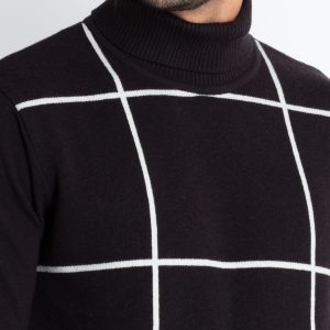 Status Quo Men'S Checkered Turtle Neck Sweater