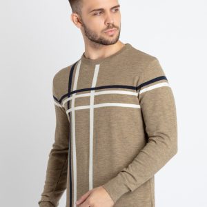 Mens Colourblocked Round Neck Sweater