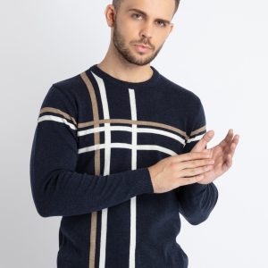Mens Colourblocked Round Neck Sweater