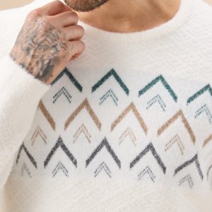 Status Quo Men'S Chevron Chest Round Neck Regular Fit Full Sleeves Sweater