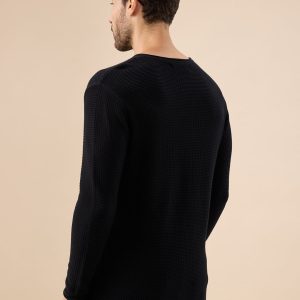 Status Quo Men'S Basic Solid Textured Full Sleeves Round Neck Sweater