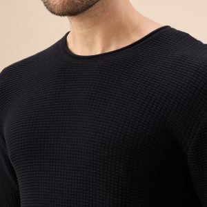Status Quo Men'S Basic Solid Textured Full Sleeves Round Neck Sweater