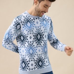 Status Quo Men'S All Over Fair Isle Round Neck Regular Fit Full Sleeves Sweater