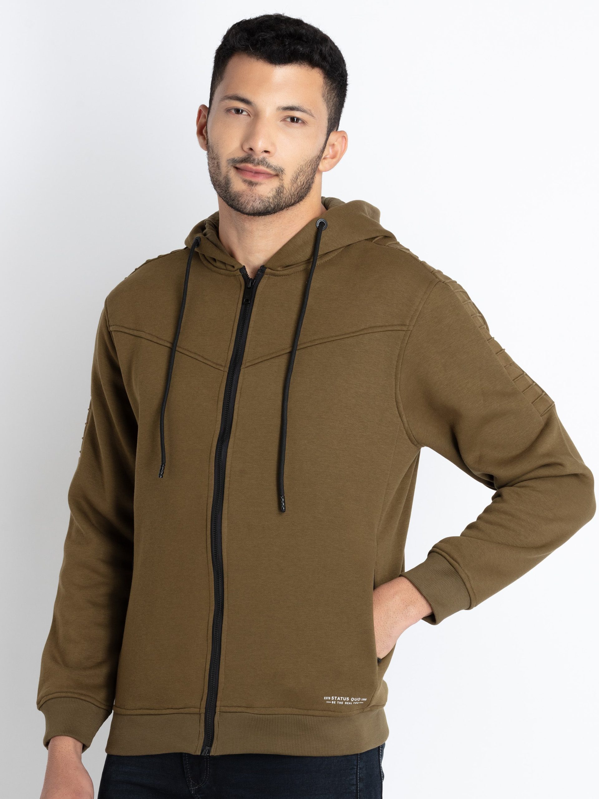 Mens Solid Hooded Sweatshirt