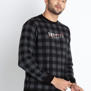 Mens Checkered Round Neck Sweatshirt