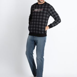 Mens Checkered Round Neck Sweatshirt