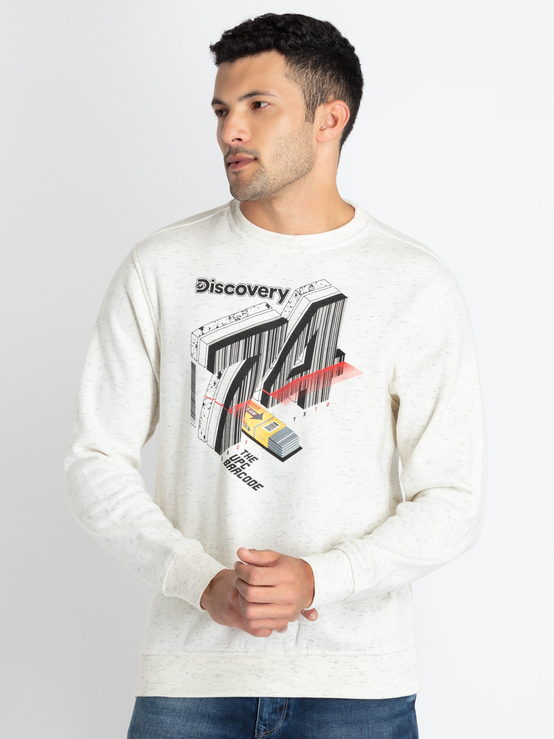 Mens Printed Round Neck Sweatshirt