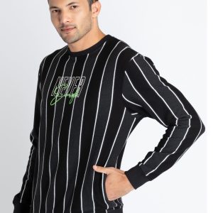 Mens Striped Round Neck Sweatshirt