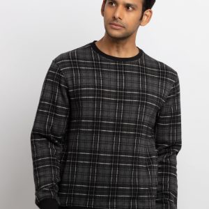 Mens Checkered Round Neck Sweatshirt