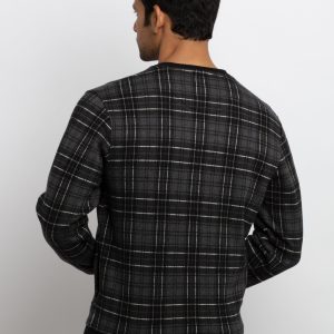 Mens Checkered Round Neck Sweatshirt