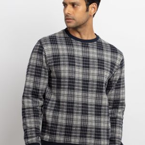 Mens Checkered Round Neck Sweatshirt