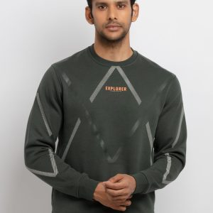 Mens Printed Round Neck Sweatshirt