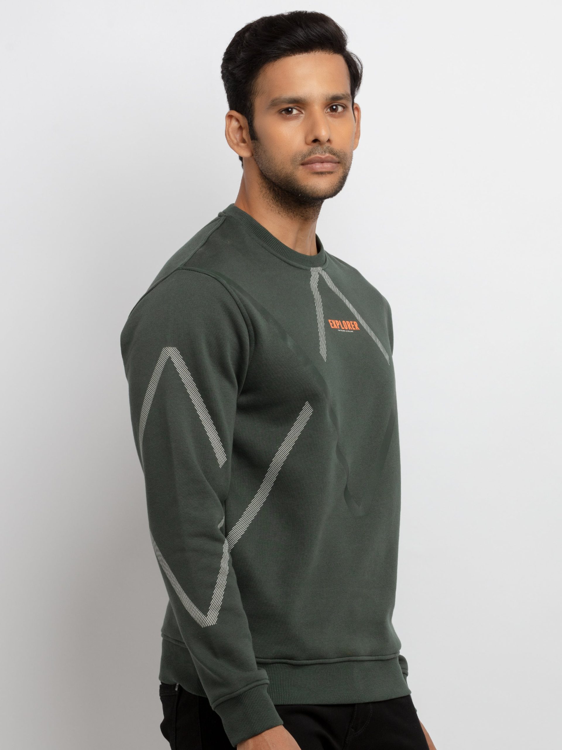 Mens Printed Round Neck Sweatshirt