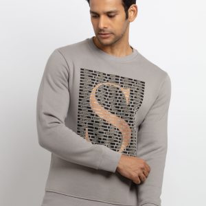Mens Printed Round Neck Sweatshirt