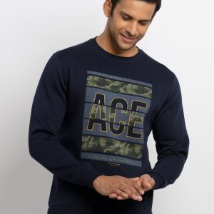 Mens Printed Round Neck Sweatshirt