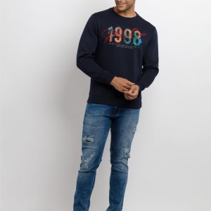 Mens Printed Round Neck Sweatshirt