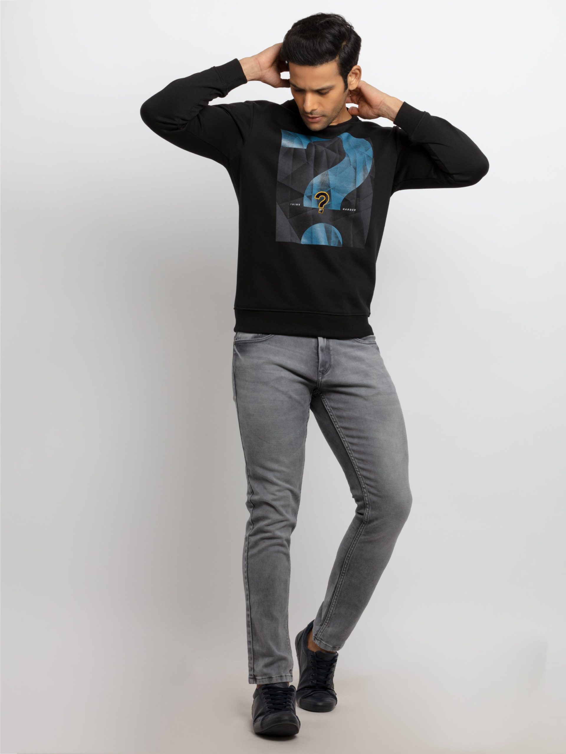Mens Printed Round Neck Sweatshirt