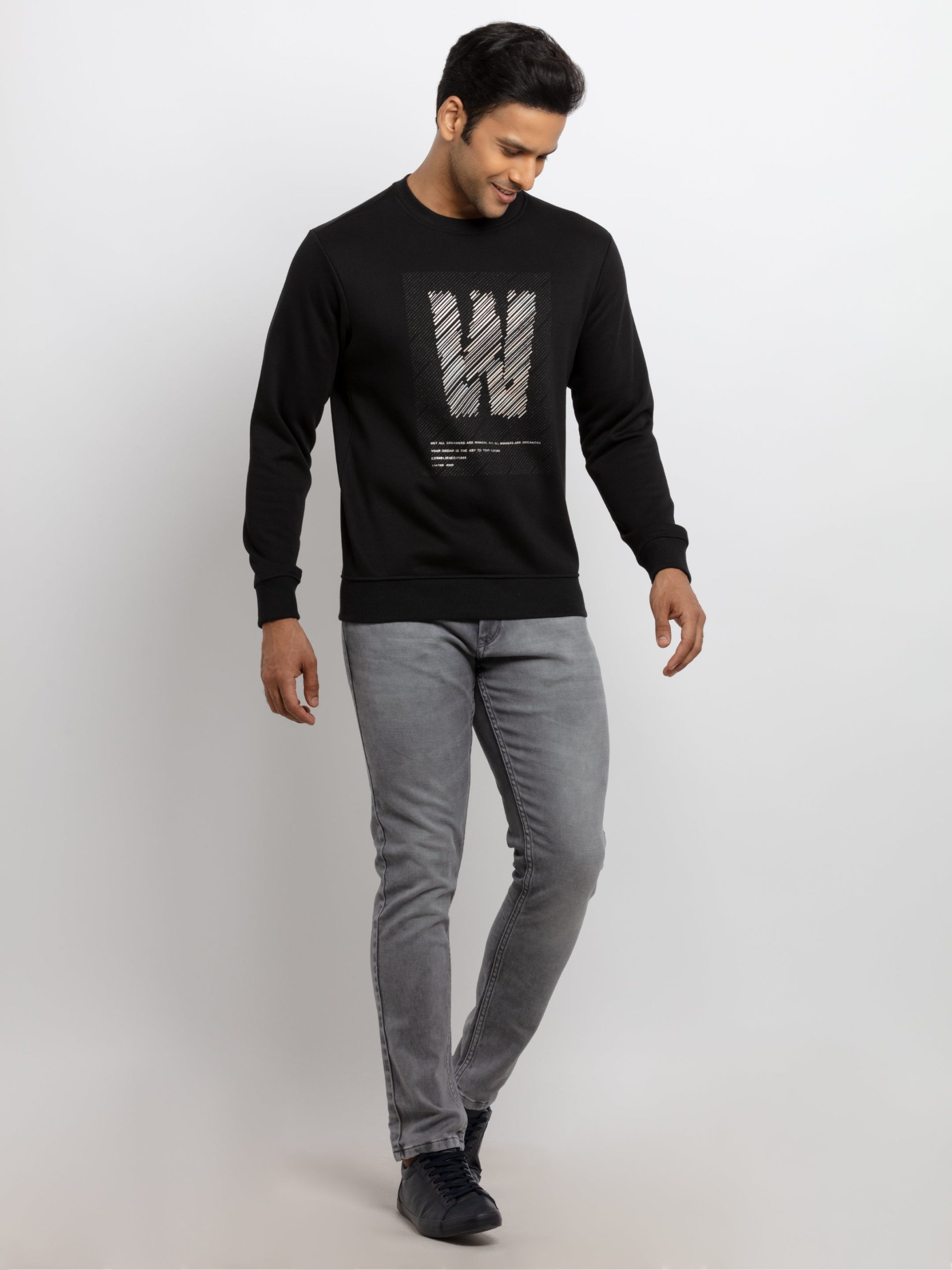 Mens Printed Round Neck Sweatshirt