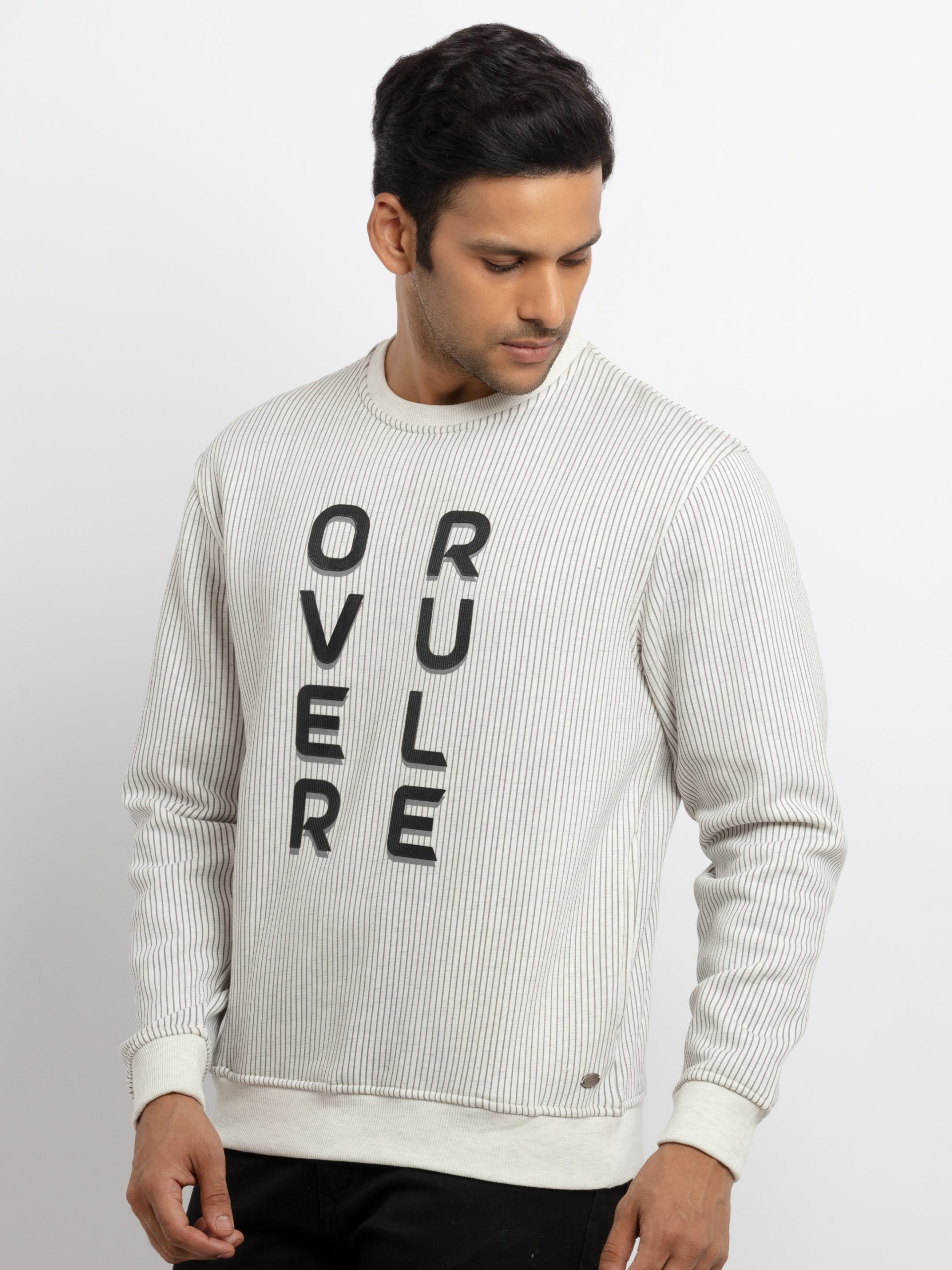 Mens Striped Round Neck Sweatshirt