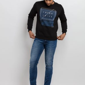 Mens Printed Round Neck Sweatshirt