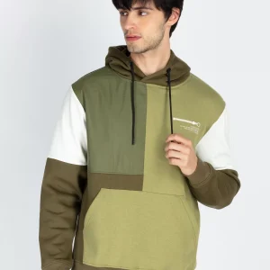 Mens Colorblocked Full Sleeve Hooded Sweatshirt