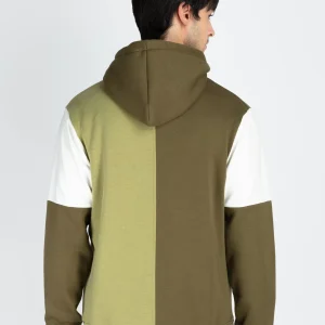 Mens Colorblocked Full Sleeve Hooded Sweatshirt
